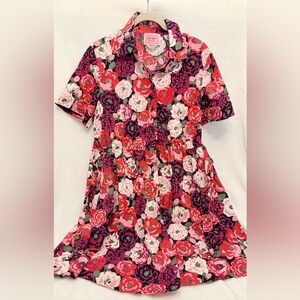 kate spade Floral Short-Sleeve Tunic in Pink, Red and Green